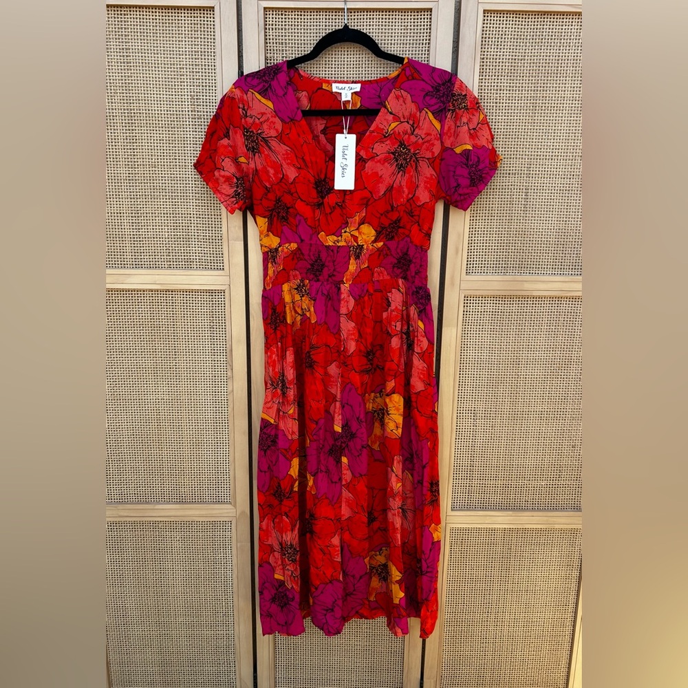 Violet Skies Red Floral Dress